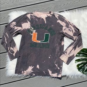 University of Miami bleach dyed long sleeve